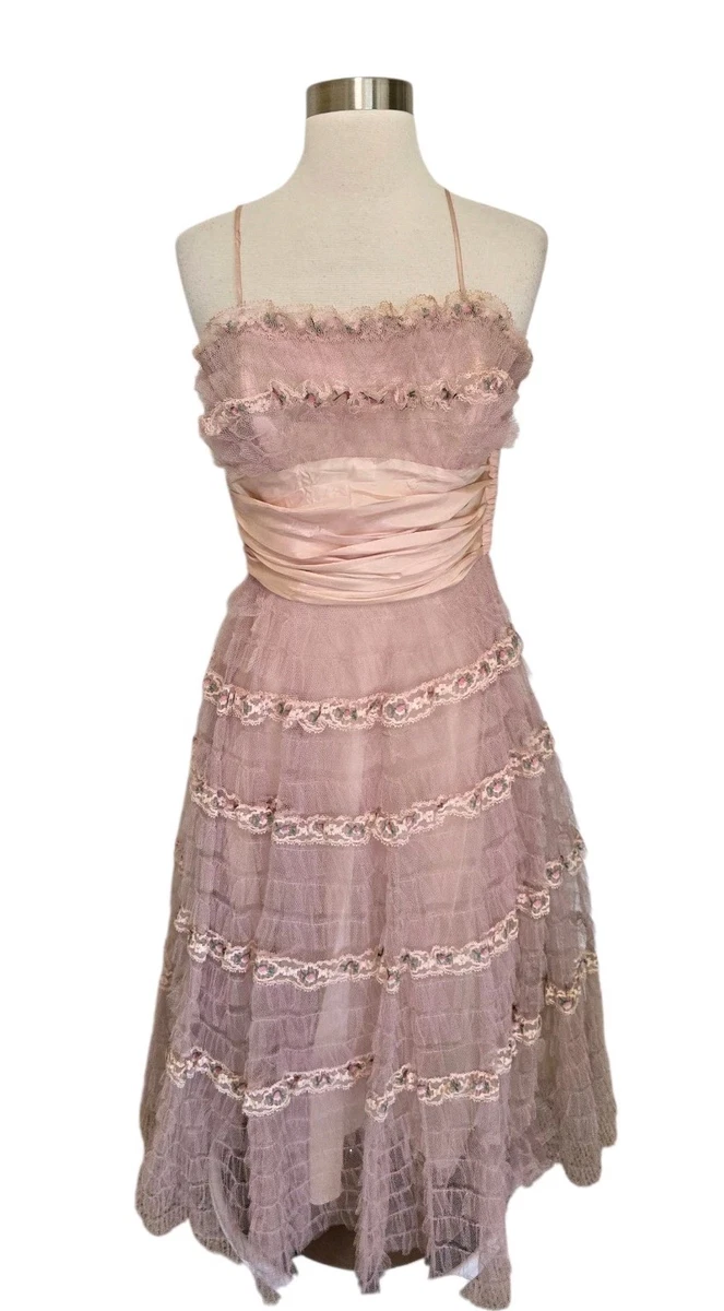 open lace back dress Wedtrend Women Elegant Pink Midi Prom Dress with Hearts A-Line Bow Straps Tulle Corset Wedding Party Dress, Pink / US24W main image 1