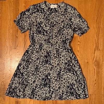 ba&sh Bash Women s Robe Maia Marine Floral Print Button Mini Dress Sz 2 Spring