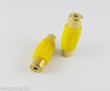 1x Yellow RCA Female Jack to RCA Female AV Audio Coupler Adapter Connector Gold