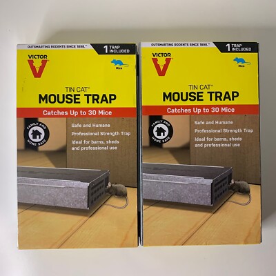 (2) Tin Cat Repeating Mouse Trap for Live Catches Victor Catches up to 30 Mice