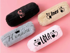 Personalised fluffy pencils case. Teacher gift, girl gift