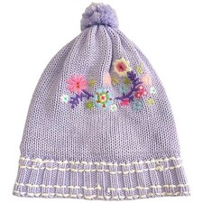 The Children  s Place Purple Winter Hat Embroidered Flowers Sequins Size 10-14