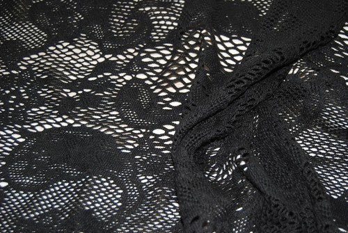 155cm x 110 cm schwarz Spitzenstoff Häkelstoff 100% Baumwolle Paisley Gothic - Bild 5 von 8