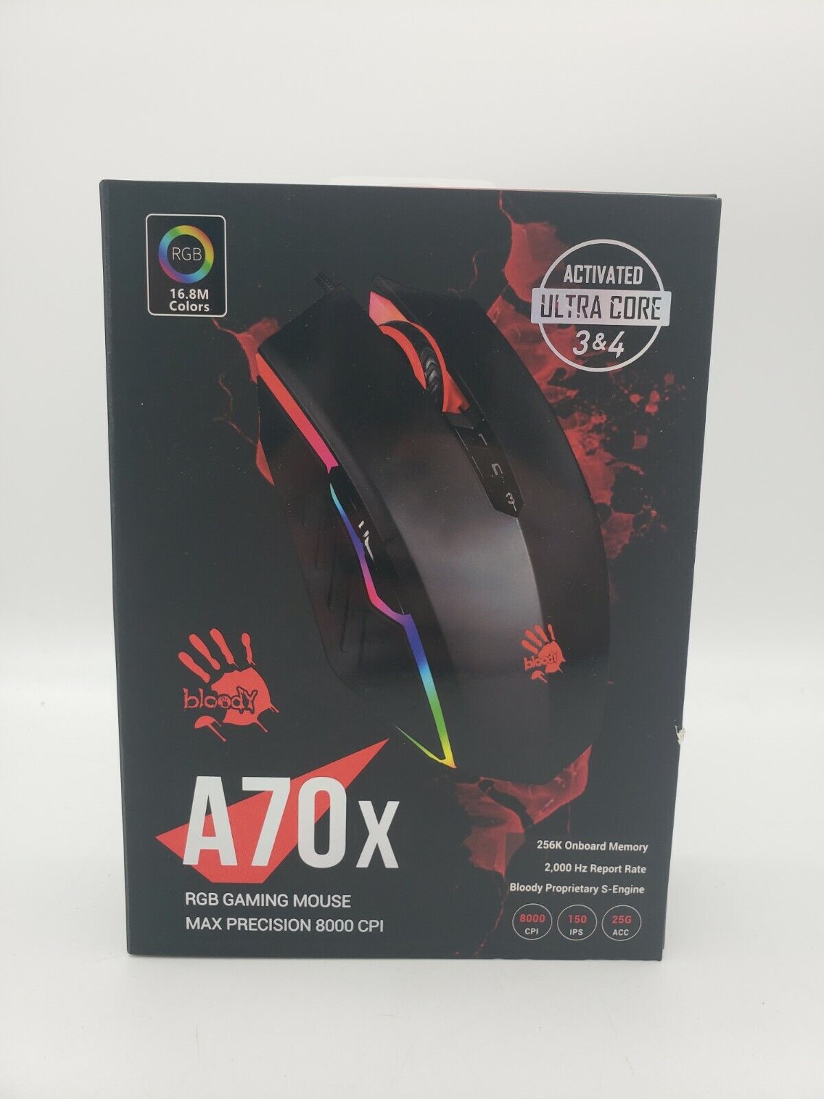 Bloody A70x Optical Gaming Mouse - RGB - Black