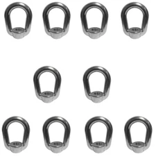 10 PCS SS-316 EYE NUT 1/4" UNC Tap Thread Stainless Steel Marine 460-lbs