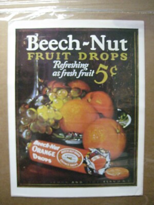 Vintage Beech-nut orange drops Poster 1970's print advertisement promo Inv#G6256