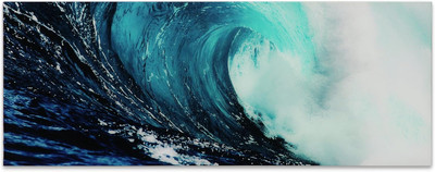 Blue Wave 2 Frameless Free Floating Tempered Glass Panel Graphic Wall Art, 24'' X