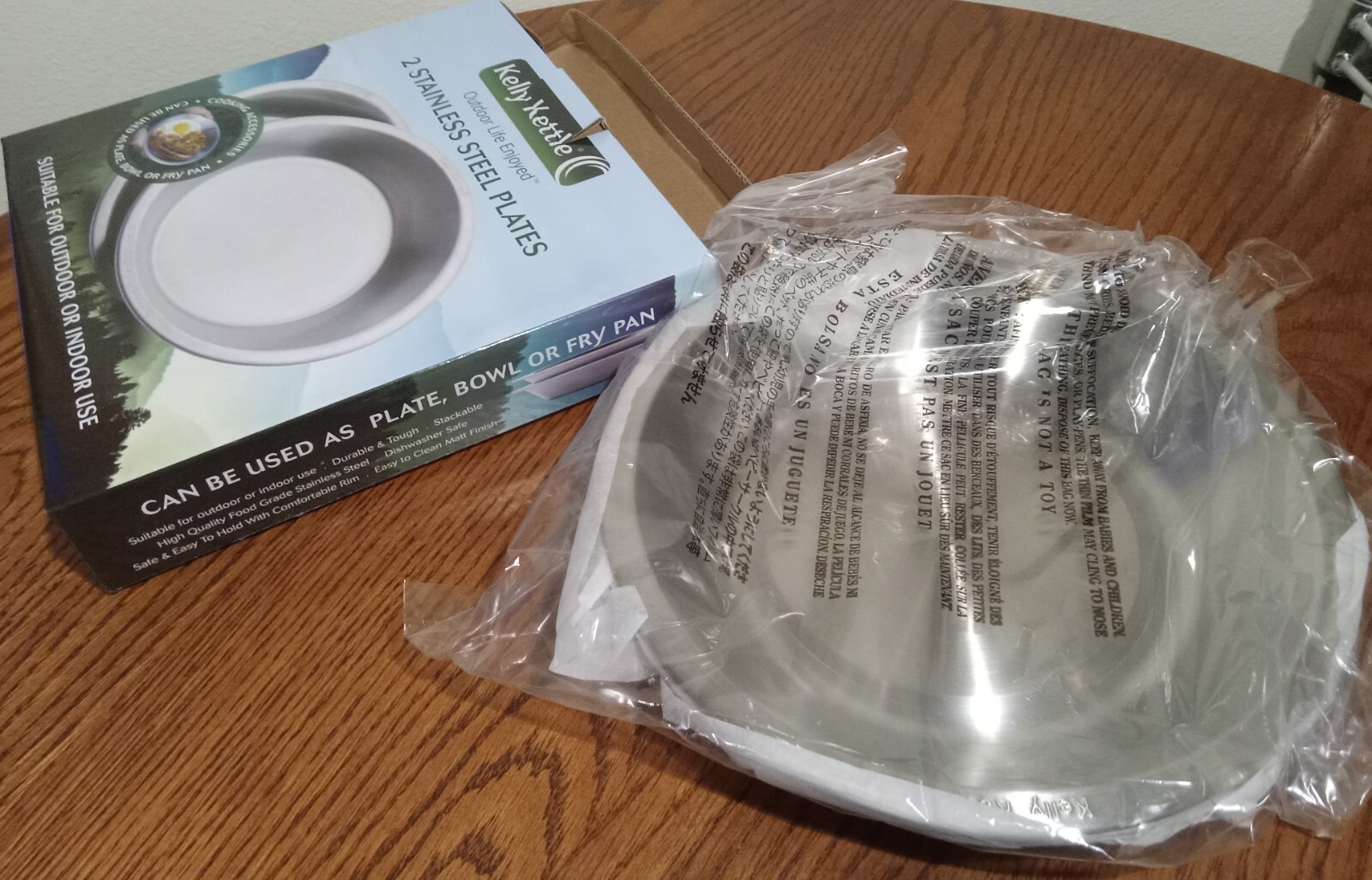 NEW Kelly Kettle Camping Plate/Bowl set (2 pcs) Stainless Steel + Two