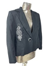 Klass Jacket Coat Size Large 16 Linen Womens Black New Eu44 Rrp £79