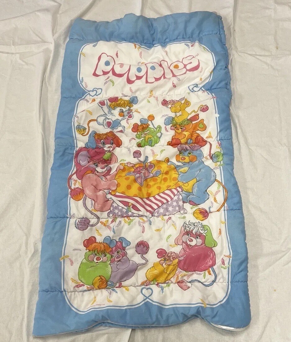 Vintage 80s Popples Cartoon Kid Sleeping Bag 1986 American