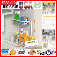 Adjustable 2-Tier Under Sink Storage with Pull-Out Drawer - Rust Resistant