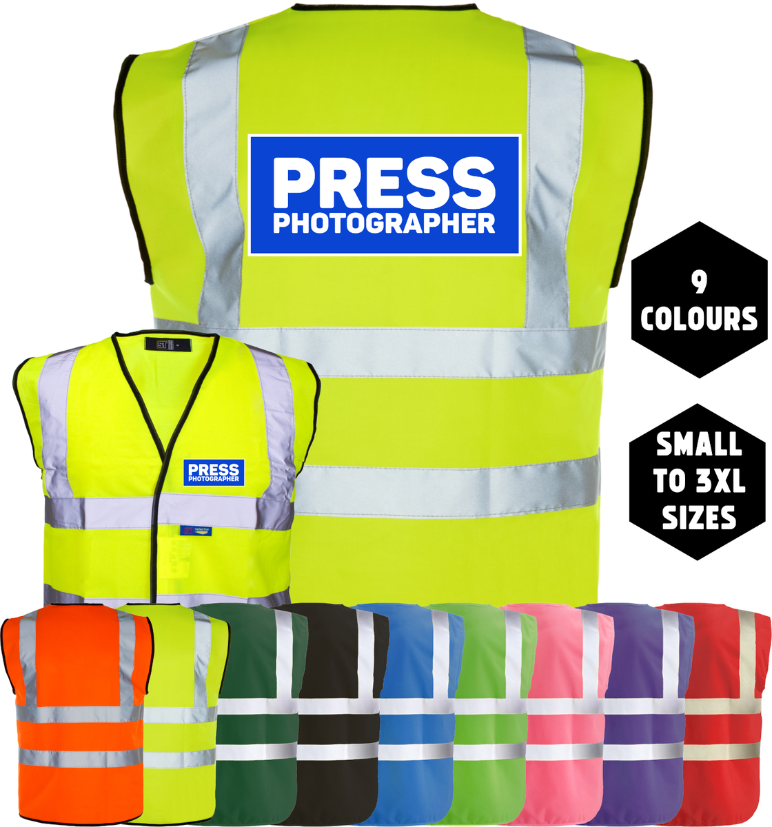 Majestic Yellow Zippered Safety Vests With Black Bottom - View #6