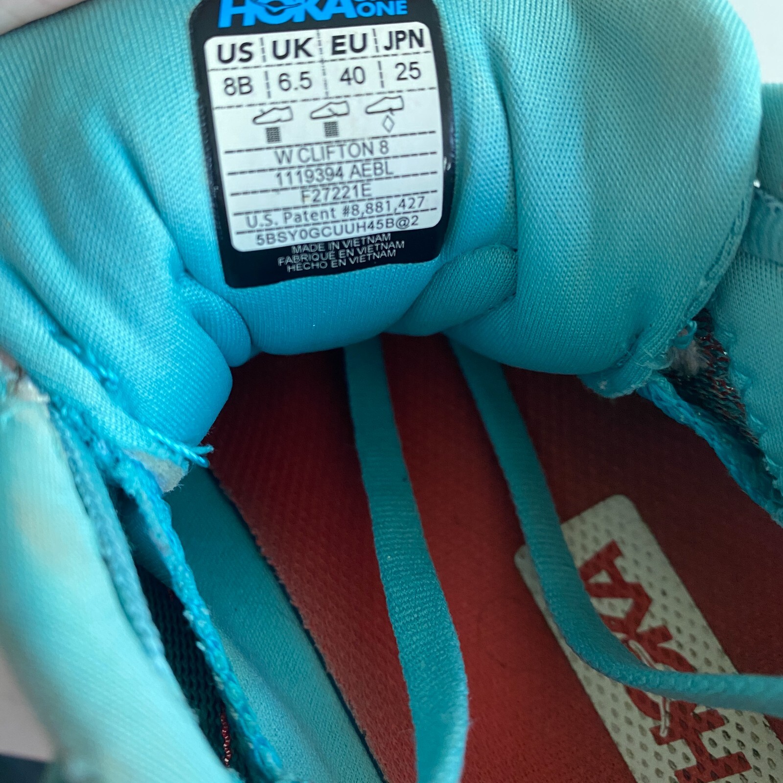 Hoka One One Clifton 8 Aquarelle Blue Women's Running Shoes Size 8B 1119394 AEBL thumbnail 14