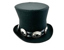 Black Felt Top Hat Large Conch Victorian Steampunk Mad Hatter Slash Rock Costume