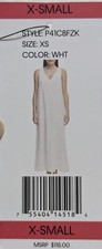 DKNY Ladies Linen Sleeveless V-Neck Dress Size XS White Side Slits NWT MSRP 115