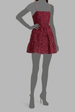 $470 Alice + Olivia Women's Pink Floral Jacquard Squared Neck Mini Dress Size 2