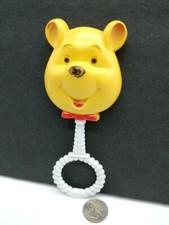 Vintage Disney Winnie The Pooh Baby Rattle 6.5" Long - Still Rattles