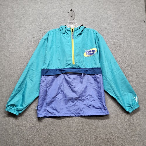 Dutch Bros Coffee Men Jacket S Blue Windbreaker Colorblock