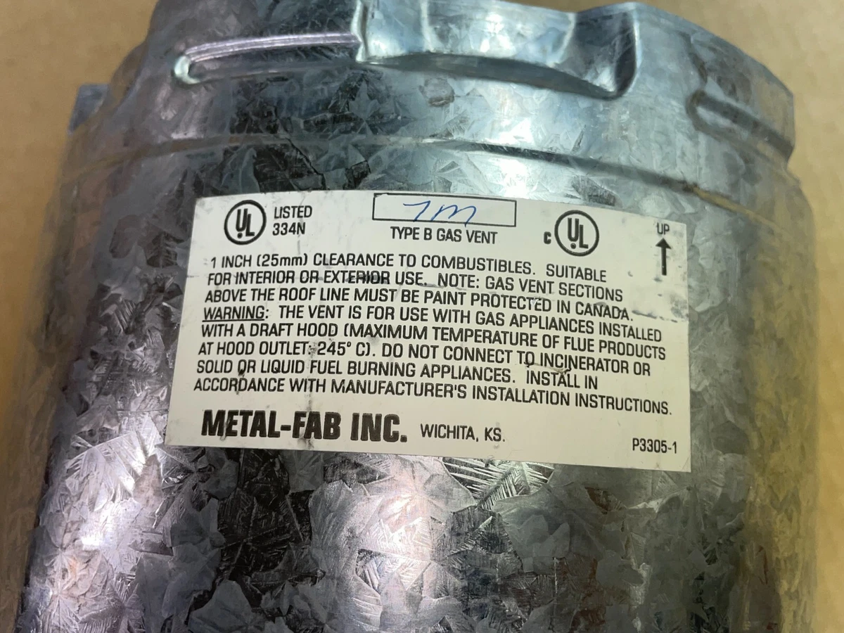 Metal-Fab 7u0026#034; Diameter x 12u0026#034; length Type B-Vent Pipe Double Wall |  eBay