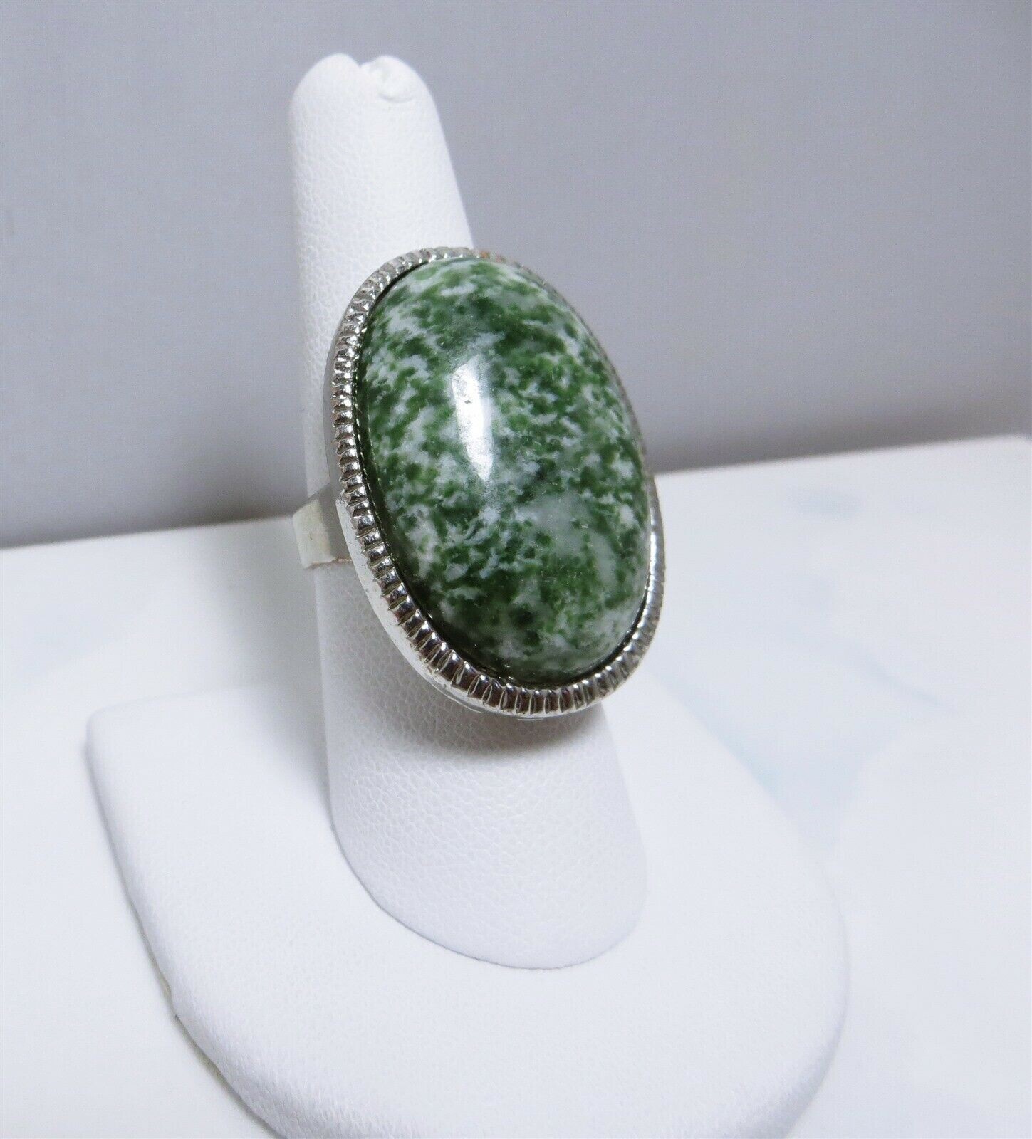 Large Native Designed Silver Plated Aventurine Ov… - image 2