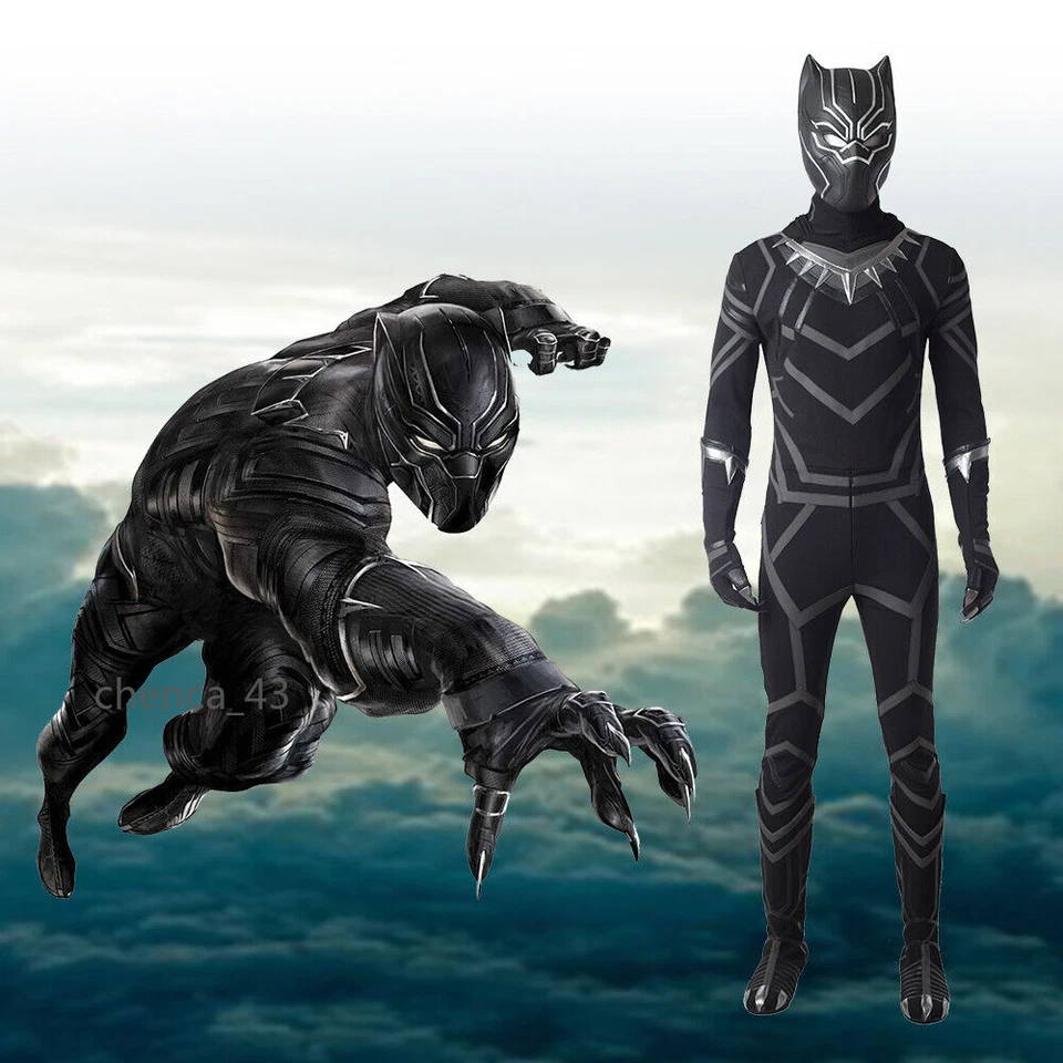 Captain America Civil War Black Panther T'Challa Jumpsuit Cosplay Costume Outfit - Image 2 of 4