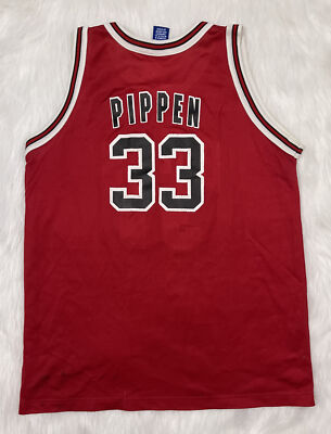 90s USA製 チャンピオン BULLS PIPPEN ユニフォーム 48 赤 Rare Vintage CHAMPION Scottie Pippen Chicago Bulls NBA