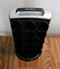 Keurig K-Cup Carousel storage tower holds 30 pods, 360° rev, KCC-30 black silver