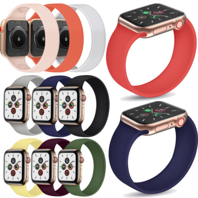 Silicone Solo Loop One-piece Strap For iWatch Band 38mm 40mm
