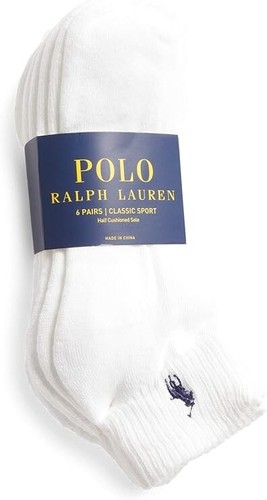 Polo Ralph Lauren Mens Low Cut Socks (Sock Size 10-13, White 6 Pairs)