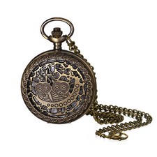 Antique Bronze Tone Cute Owl Quartz Pocket Watch Gift for Family Friends Lover