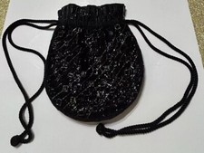 Vintage NINA RICCI Paris Black Beaded Drawstr...