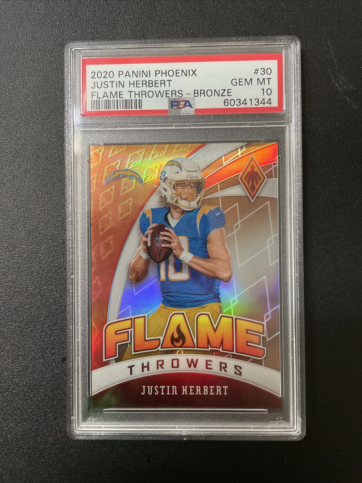 Justin Herbert Panini Phoenix Flame Throwers #30 Bronze