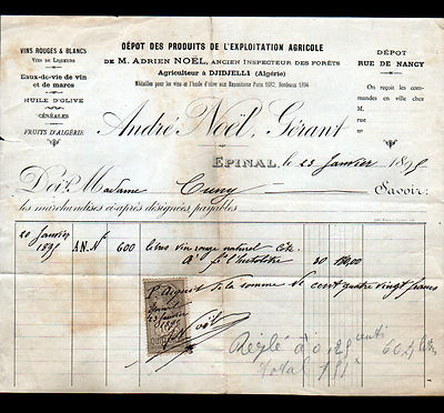 EPINAL & DJIDJELLI (88 / ALGERIEN) WEINE & LANDWIRTSCHAFTLICHE PRODUKTE ''André NOEL'' 1895