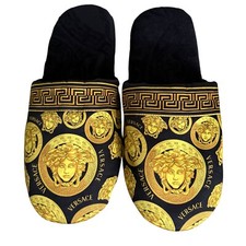 Versace Medusa Head Cotton Bath Slippers Blac...
