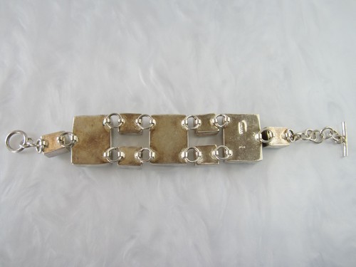 VTG MID-CENTURY MODERN TAXCO MEXICO SOLID STERLING SILVER TURQUOISE BRACELET - Picture 12 of 15