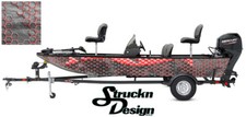 Boat Wrap Fish Modern Abstract Red Hexagon Fishing Bass Graphic Kit Vinyl Decal