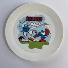The Smurfs Vintage Plate (1980s) National Home Products, Plastic