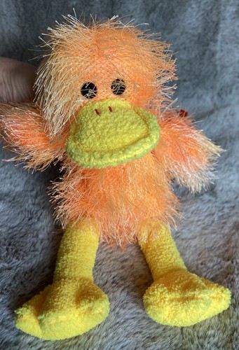 Ty Punkies FLIPFLOP Plush Duck Easter Bright Orange & Yellow Shaggy 2002 - Picture 4 of 4