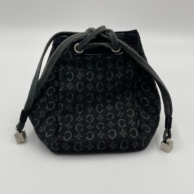 CELINE C Macadam Canvas Tasche Schwarz Silber Auth 715