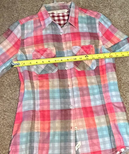 Woolrich Women's Button Up Pink And Blue Plaid cotton Long Sleeve sz small - Picture 7 of 9