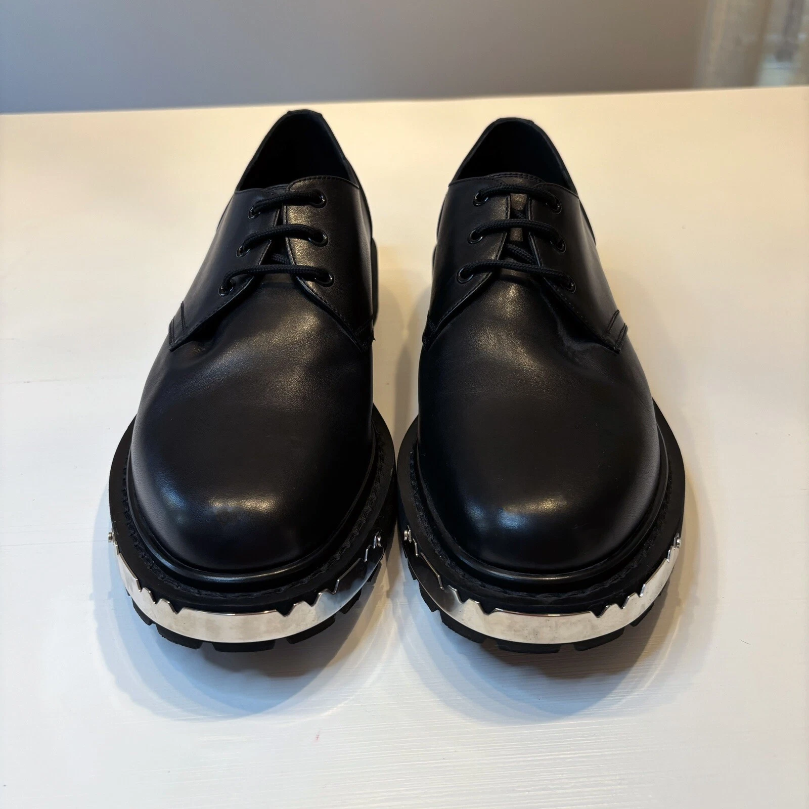 Scarpe derby da uomo Celine Paris Homme Ranger in pelle nera nuove senza etichette taglia EU 46 US 13
