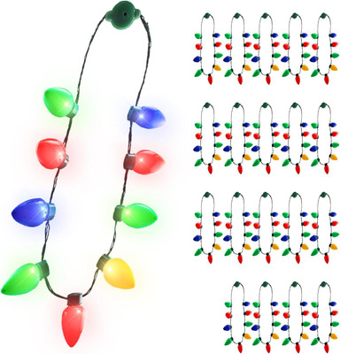 LED Christmas Bulb Necklace with 6 Light Modes - 20 Pack
