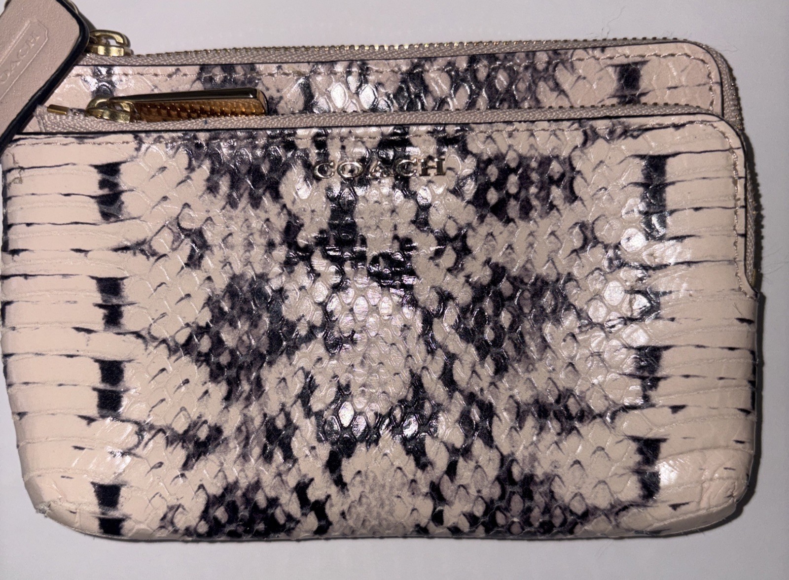 COACH Light Blush Python Embossed Leather Double … - image 2