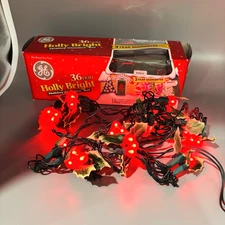 Christmas Holly Bright Lights - Indoor - 36 Lights - GE - Holly Leaves Vintage