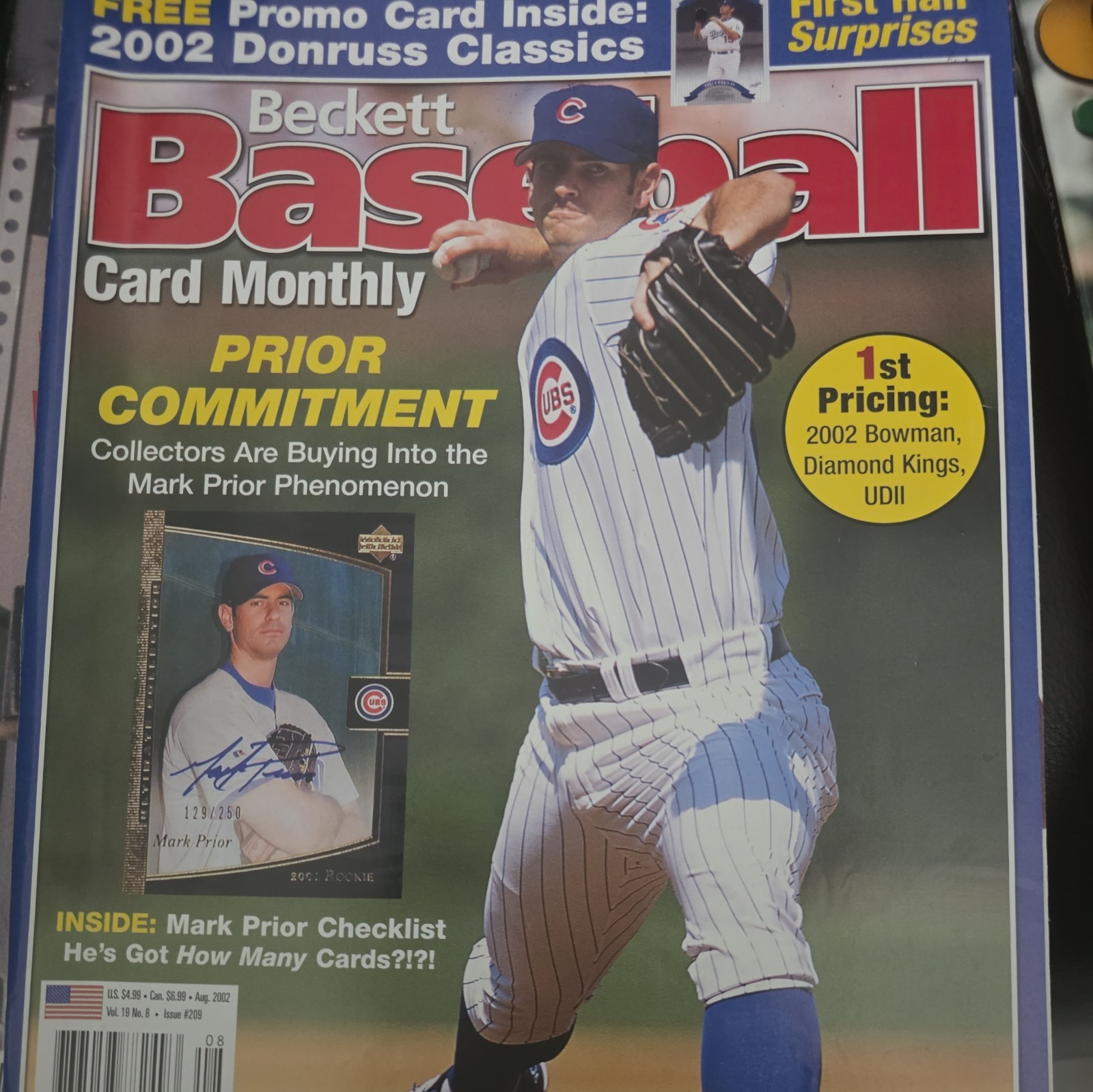 MLB **CUBS** BÉISBOL Agosto 2002 Beckett Guía de precios (Revista) Mark Prior