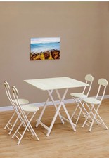 Living and Home 5pcs 80cm Folding Table and 4 Chairs Set Indoor Outdoor Bistro K
