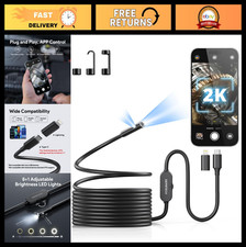 2K Dual Lens Endoscope Camera with Light, 16.5FT Snake Cable for iPhone Androi