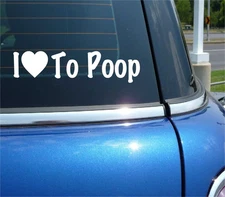 I LOVE TO POOP DECAL STICKER HEART FUNNY JOKE GAG PRANK CRAP CAR TRUCK