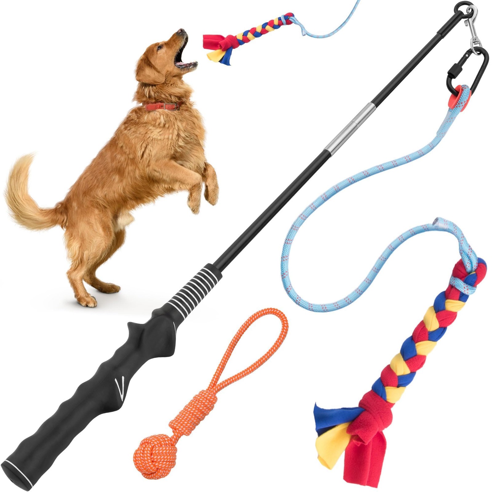 Poteau de flirt pour chiens XL en nylon avec corde de dressage solide