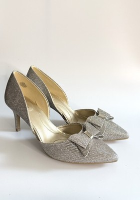 Bandolino Gage Champagne Gold Glitter D Orsay Bow Pumps Women s 11M NWT